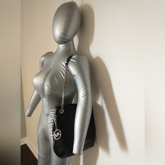 Michael Kors Black Leather Chain Shoulder & Crossbody Bag - Picture 7 of 11